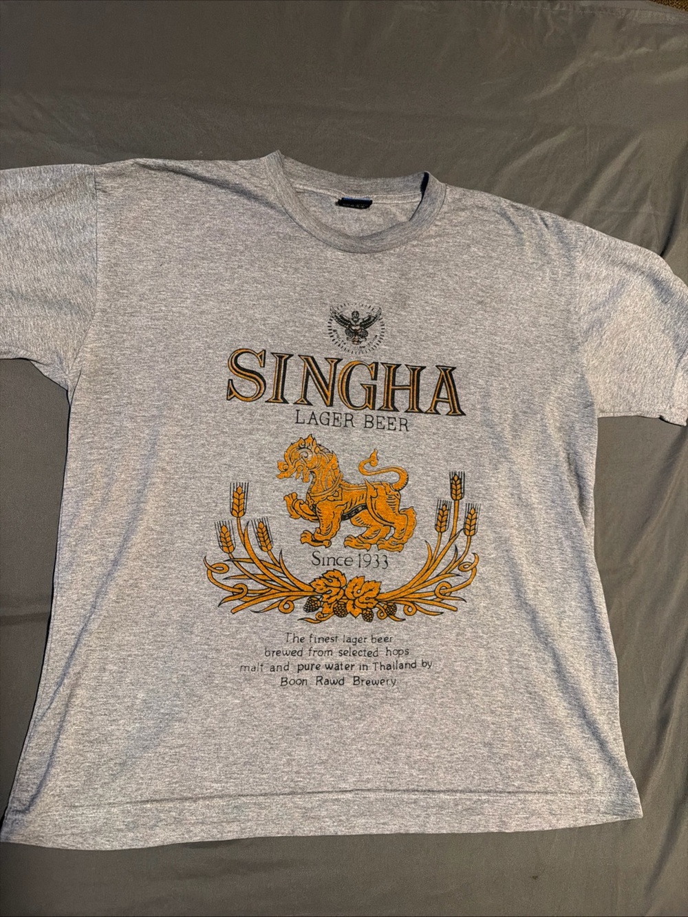 Singha Beer Men's T-Shirt 90s Vintage, Y2K Classic Logo, Estimated Size Large